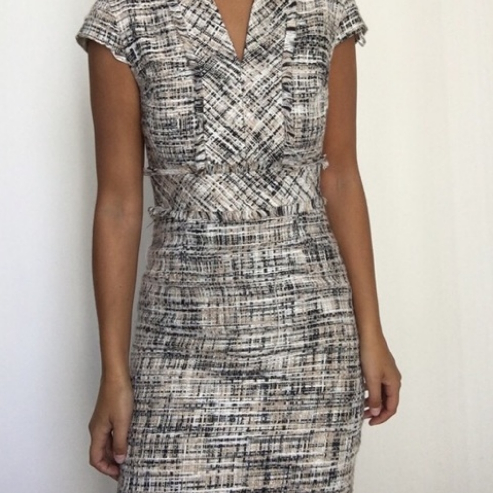 Ellen Tracy Women's Gray & White Tweed Dress